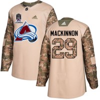 Adidas Colorado Avalanche #29 Nathan MacKinnon Camo Authentic Youth 2022 Stanley Cup Champions Veterans Day Stitched NHL Jersey