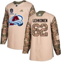 Adidas Colorado Avalanche #62 Artturi Lehkonen Camo Authentic Youth 2022 Stanley Cup Champions Veterans Day Stitched NHL Jersey