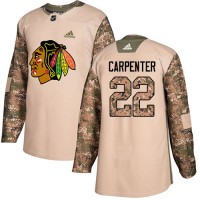 Adidas Chicago Blackhawks #22 Ryan Carpenter Camo Authentic 2017 Veterans Day Stitched Youth NHL Jersey