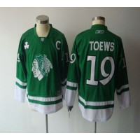 Chicago Blackhawks #19 Jonathan Toews Green St. Patty's Day Embroidered Youth NHL Jersey