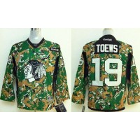Chicago Blackhawks #19 Jonathan Toews Camo Veterans Day Practice Stitched Youth NHL Jersey