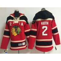 Chicago Blackhawks #2 Duncan Keith Red Sawyer Hooded Sweatshirt Stitched Youth NHL Jersey