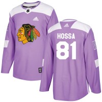 Adidas Chicago Blackhawks #81 Marian Hossa Purple Authentic Fights Cancer Stitched Youth NHL Jersey