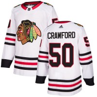 Adidas Chicago Blackhawks #50 Corey Crawford White Road Authentic Stitched Youth NHL Jersey