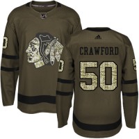 Adidas Chicago Blackhawks #50 Corey Crawford Green Salute to Service Stitched Youth NHL Jersey