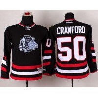 Chicago Blackhawks #50 Corey Crawford Black(White Skull) 2014 Stadium Series Stitched Youth NHL Jersey