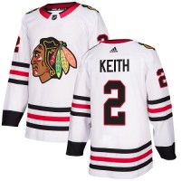 Adidas Chicago Blackhawks #2 Duncan Keith White Road Authentic Stitched Youth NHL Jersey