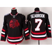 Chicago Blackhawks #7 Brent Seabrook Black(Red Skull) 2014 Stadium Series Stitched Youth NHL Jersey
