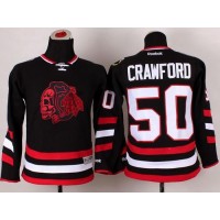 Chicago Blackhawks #50 Corey Crawford Black(Red Skull) 2014 Stadium Series Stitched Youth NHL Jersey