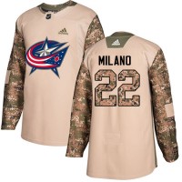 Adidas Blue Columbus Blue Jackets #22 Sonny Milano Camo Authentic 2017 Veterans Day Stitched Youth NHL Jersey