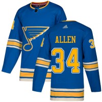 Adidas St. Louis Blues #34 Jake Allen Blue Alternate Authentic Stitched Youth NHL Jersey