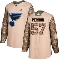 Adidas St. Louis Blues #57 David Perron Camo Authentic 2017 Veterans Day Stitched Youth NHL Jersey