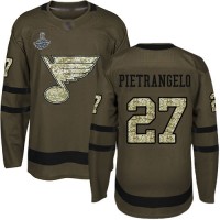 Adidas St. Louis Blues #27 Alex Pietrangelo Green Salute to Service Stanley Cup Champions Stitched Youth NHL Jersey