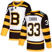 Adidas Boston Bruins #33 Zdeno Chara White Authentic 2019 Winter Classic Stanley Cup Final Bound Youth Stitched NHL Jersey