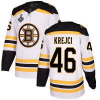 Adidas Boston Bruins #46 David Krejci White Road Authentic Stanley Cup Final Bound Youth Stitched NHL Jersey