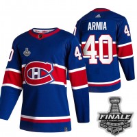 Adidas Montreal Canadiens #40 Joel Armia Blue Road Authentic Youth 2021 NHL Stanley Cup Final Patch Jersey