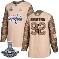 Adidas Washington Capitals #92 Evgeny Kuznetsov Camo Authentic 2017 Veterans Day Stanley Cup Final Champions Stitched Youth NHL Jersey