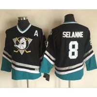 Anaheim Ducks #8 Teemu Selanne Black CCM Throwback Youth Stitched NHL Jersey