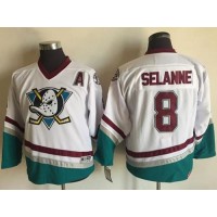 Anaheim Ducks #8 Teemu Selanne White CCM Throwback Youth Stitched NHL Jersey
