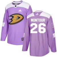 Adidas Anaheim Ducks #26 Brandon Montour Purple Authentic Fights Cancer Youth Stitched NHL Jersey