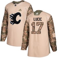 Adidas Calgary Flames #17 Milan Lucic Camo Authentic 2017 Veterans Day Stitched Youth NHL Jersey