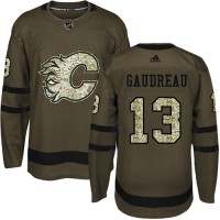 Adidas Calgary Flames #13 Johnny Gaudreau Green Salute to Service Stitched Youth NHL Jersey