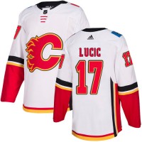 Adidas Calgary Flames #17 Milan Lucic White Road Authentic Stitched Youth NHL Jersey