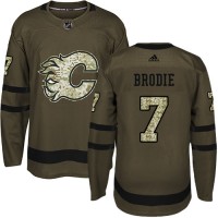 Adidas Calgary Flames #7 TJ Brodie Green Salute to Service Stitched Youth NHL Jersey