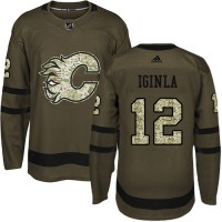 Adidas Calgary Flames #12 Jarome Iginla Green Salute to Service Stitched Youth NHL Jersey