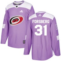 Adidas Carolina Hurricanes #31 Anton Forsberg Purple Authentic Fights Cancer Stitched Youth NHL Jersey