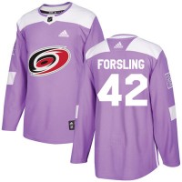 Adidas Carolina Hurricanes #42 Gustav Forsling Purple Authentic Fights Cancer Stitched Youth NHL Jersey