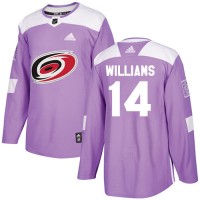 Adidas Carolina Hurricanes #14 Justin Williams Purple Authentic Fights Cancer Stitched Youth NHL Jersey