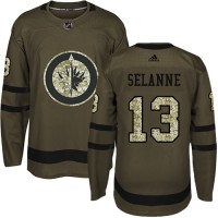 Adidas Winnipeg Jets #13 Teemu Selanne Green Salute to Service Stitched Youth NHL Jersey
