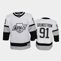 Adidas Los Angeles Kings #91 Carl Grundstrom Youth 2021-22 Alternate Game NHL Jersey - White