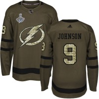 Adidas Tampa Bay Lightning #9 Tyler Johnson Green Salute to Service Youth 2020 Stanley Cup Champions Stitched NHL Jersey