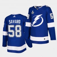 Adidas Tampa Bay Lightning #58 David Savard Blue Home Authentic 2021 NHL Stanley Cup Final Patch Jersey