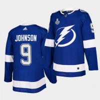 Adidas Tampa Bay Lightning #9 Tyler Johnson Blue Home Authentic 2021 NHL Stanley Cup Final Patch Jersey