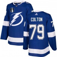 Adidas Tampa Bay Lightning #79 Ross Colton Blue 2022 Stanley Cup Final Patch Home Authentic Stitched Youth NHL Jersey