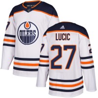Adidas Edmonton Oilers #27 Milan Lucic White Road Authentic Stitched Youth NHL Jersey