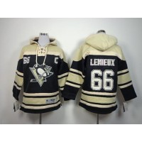 Pittsburgh Penguins #66 Mario Lemieux Black Sawyer Hooded Sweatshirt Stitched Youth NHL Jersey