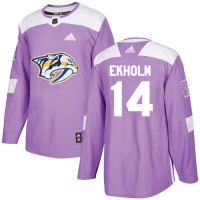 Adidas Nashville Predators #14 Mattias Ekholm Purple Authentic Fights Cancer Stitched Youth NHL Jersey