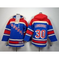 New York Rangers #30 Henrik Lundqvist Blue Sawyer Hooded Sweatshirt Stitched Youth NHL Jersey