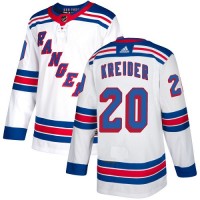 Adidas New York Rangers #20 Chris Kreider White Road Authentic Stitched Youth NHL Jersey