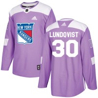 Adidas New York Rangers #30 Henrik Lundqvist Purple Authentic Fights Cancer Stitched Youth NHL Jersey