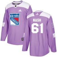 Adidas New York Rangers #61 Rick Nash Purple Authentic Fights Cancer Stitched Youth NHL Jersey