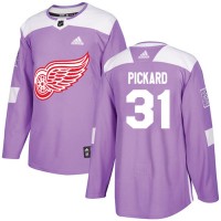 Adidas Detroit Red Wings #31 Calvin Pickard Purple Authentic Fights Cancer Stitched Youth NHL Jersey