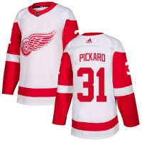 Adidas Detroit Red Wings #31 Calvin Pickard White Road Authentic Stitched Youth NHL Jersey