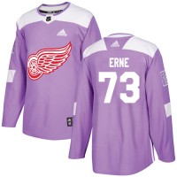 Adidas Detroit Red Wings #73 Adam Erne Purple Authentic Fights Cancer Stitched Youth NHL Jersey