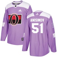 Adidas Ottawa Senators #51 Artem Anisimov Purple Authentic Fights Cancer Stitched Youth NHL Jersey