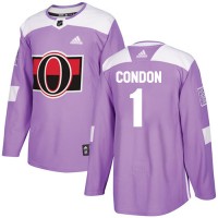 Adidas Ottawa Senators #1 Mike Condon Purple Authentic Fights Cancer Stitched Youth NHL Jersey